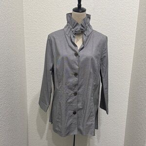 Ming Wang Classic Black and White Patterned Button Down Shirt